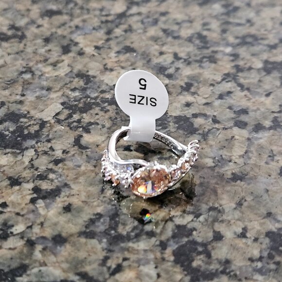 Bomb Party RG33782 "Drops of Sunshine" Smokey Topaz Cubic Zirconia Sz 5 - Picture 2 of 5